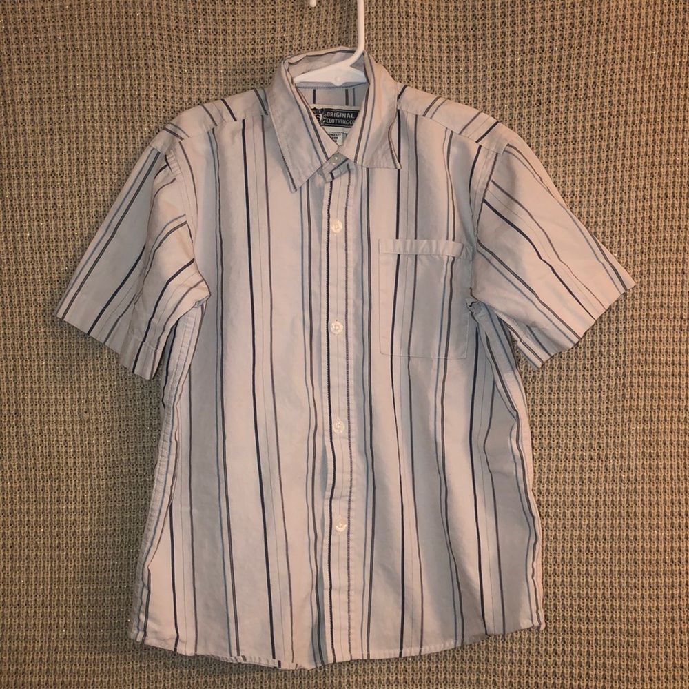 Soft Gray blue/gray striped button down